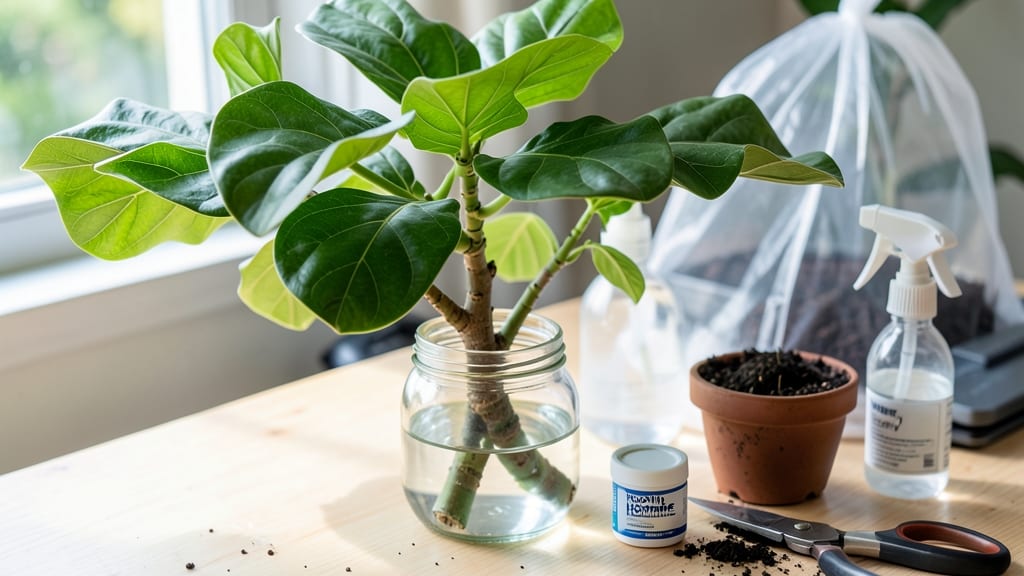 Propagating Fiddle Leaf: Root Boost in Water or Soil