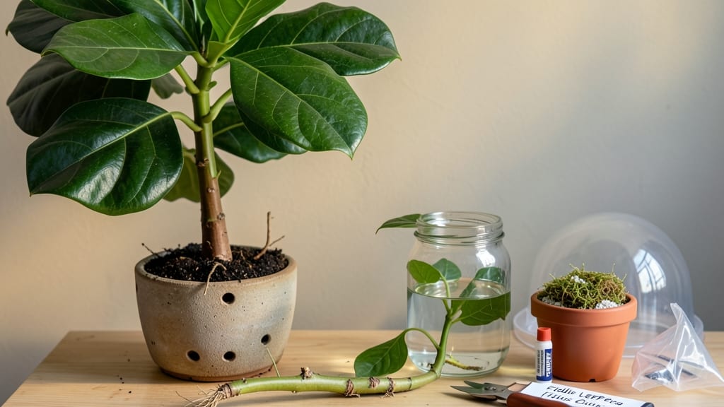 Fiddle Leaf Ficus Propagation: Water-to-Soil Transition for Fast Root Growth