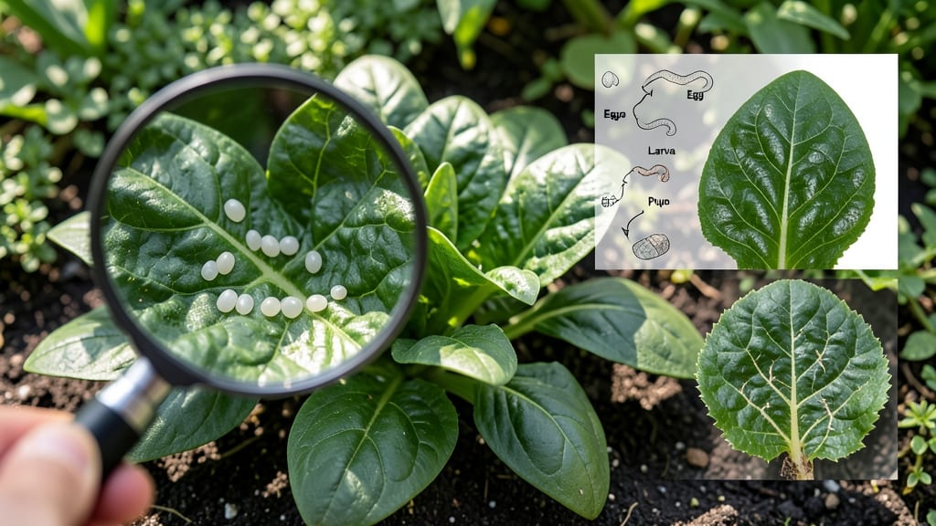 Spinach Leaf Miner Eggs: Neem Oil Spray for Larvae Eradication